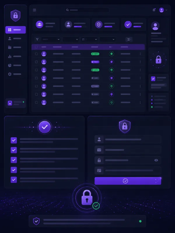 Panel administrativo privado para gestionar contactos, solicitudes, fechas de ingreso y estado de consentimiento de usuarios.